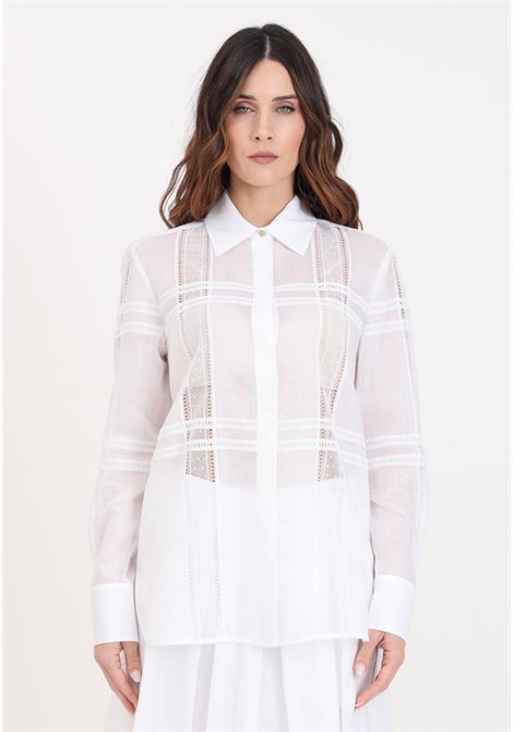 White women's shirt with lace and embroidery panels MAX MARA | Shirt | 2416111012600031