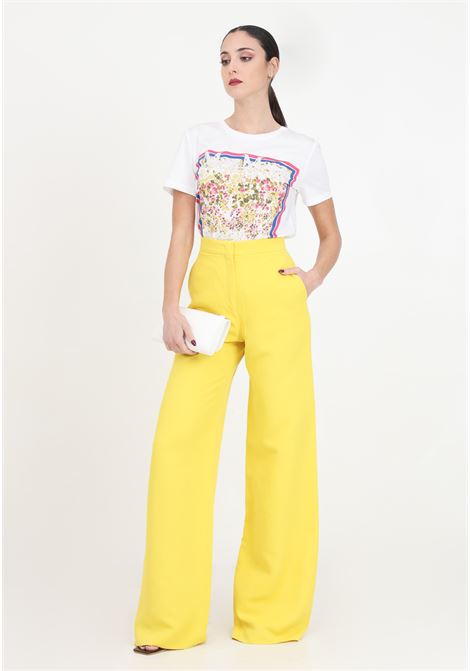 Pantaloni da donna gialli in viscosa e lino MAX MARA | 2416131012600004