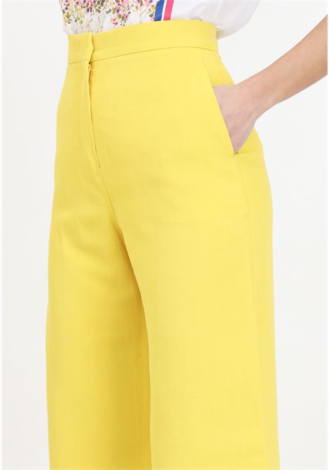 Yellow women's trousers in viscose and linen MAX MARA | Pants | 2416131012600004