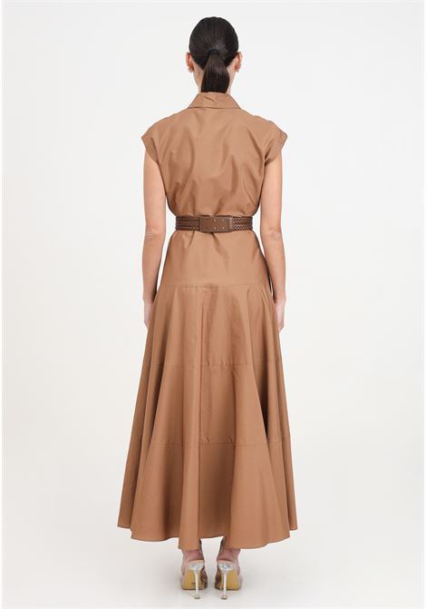 Tobacco colored women's long shirt dress MAX MARA | Dresses | 2416221032600035