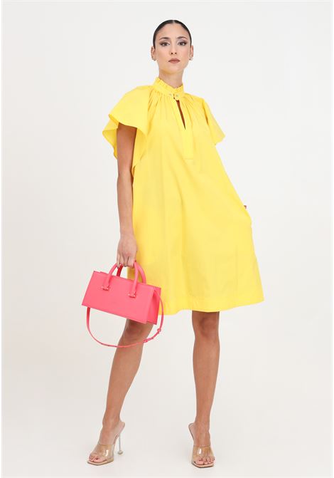 Yellow women's mini dress in poplin with ruffles MAX MARA | Dresses | 2416221042600062