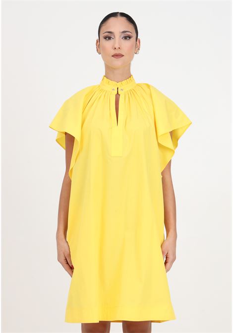 Yellow women's mini dress in poplin with ruffles MAX MARA | Dresses | 2416221042600062