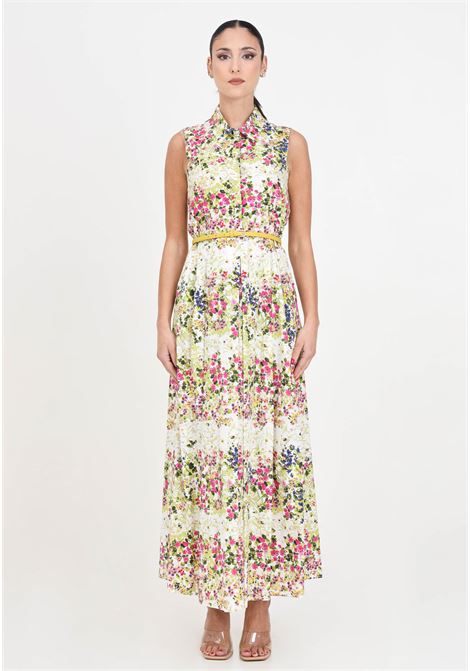 Long white floral print shirt dress for women MAX MARA | Dresses | 2416221142600004