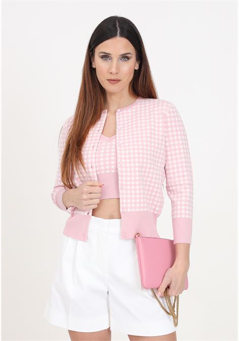 Women's cardigan with white and pink checked pattern MAX MARA | Cardigan | 2416341061600001