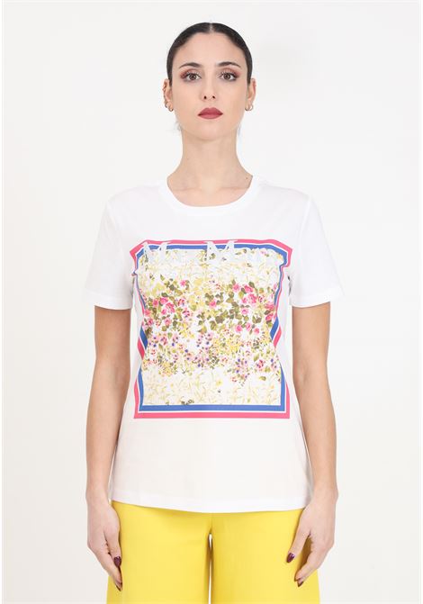 T-shirt da donna bianca con stampa a colori MAX MARA | T-shirt | 2416941022600005