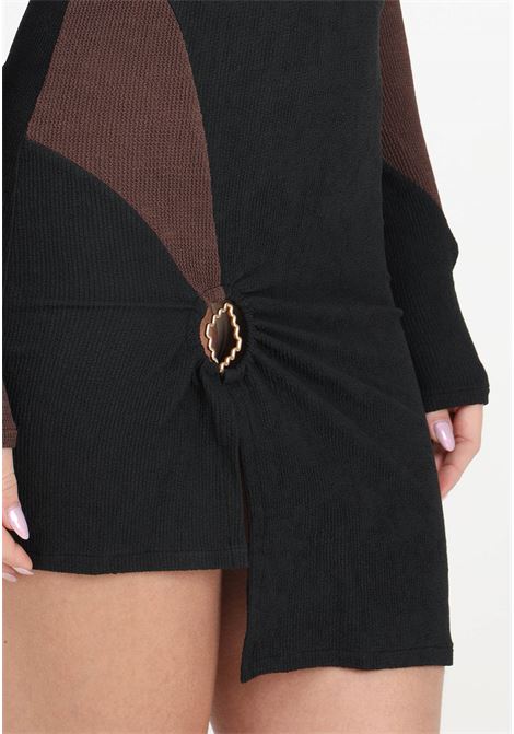 Short brown and black tooled women's dress ME FUI | Dresses | MF24-0219BK.
