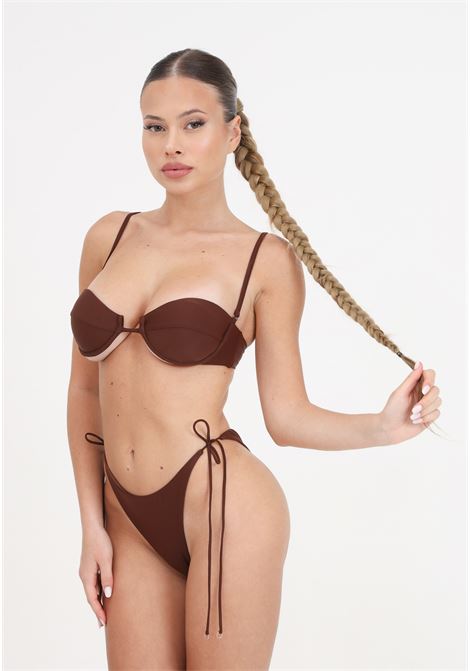 Bikini donna marrone reggiseno e slip americano regolabile shirting ME FUI | Beachwear | MF24-0311BN.