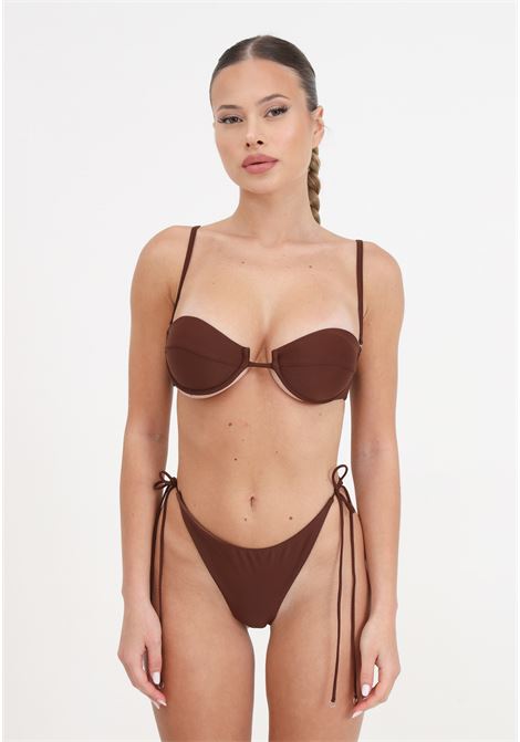 Bikini donna marrone reggiseno e slip americano regolabile shirting ME FUI | Beachwear | MF24-0311BN.