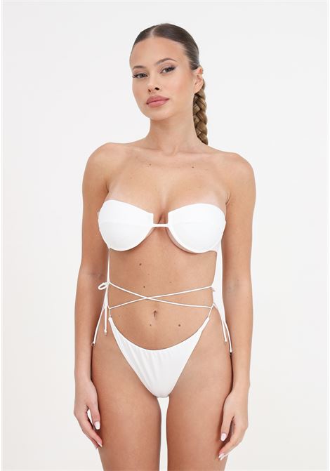 Bikini donna bianco reggiseno e slip americano regolabile shirting ME FUI | Beachwear | MF24-0311WHWHI