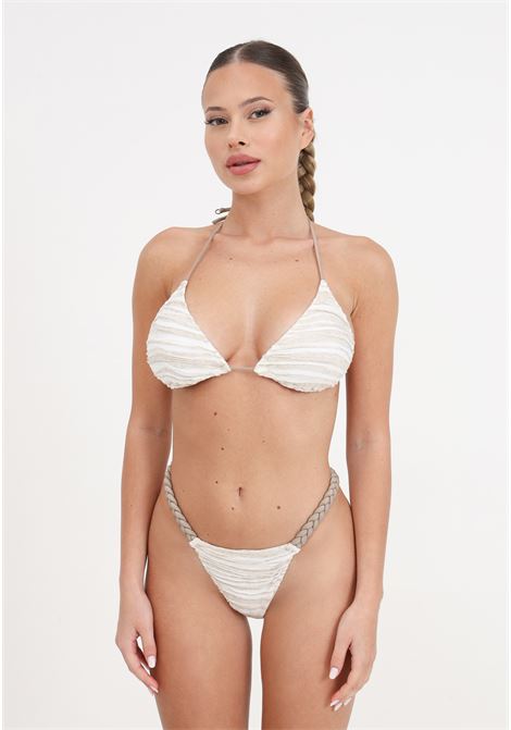 Bikini beige donna triangolo e slip fisso twist ME FUI | Beachwear | MF24-0720BG.