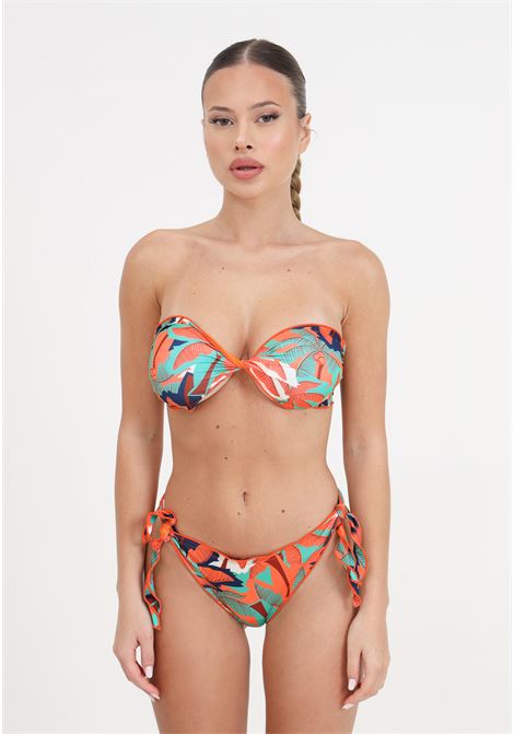 Bikini da donna fascia frou frou e slip nodi regolabile fantasia exotic ME FUI | Beachwear | MF24-1503X1.