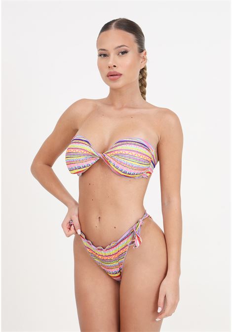 Bikini da donna fascia frou frou e slip nodi regolabile seashell ME FUI | Beachwear | MF24-1507X1.
