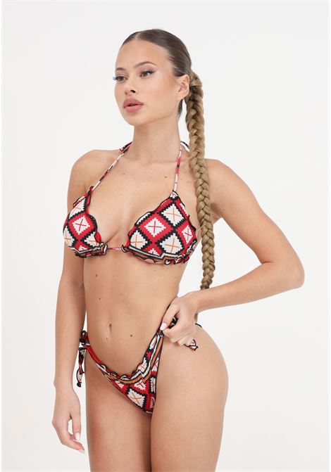 Bikini donna triangolo frou frou e slip nodi regolabile guarda pampa ME FUI | Beachwear | MF24-1510X1.
