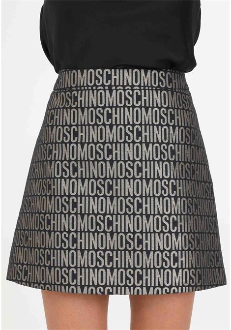 Women's allover black patterned logo skirt MOSCHINO | A010427491555