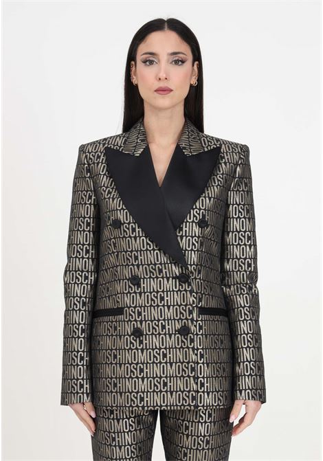 Black and golden women's blazer with allover logo MOSCHINO | A050927492555
