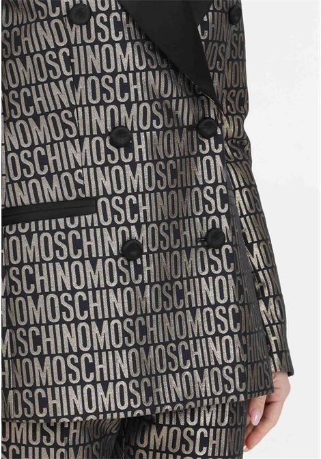 Black and golden women's blazer with allover logo MOSCHINO | Blazer | A050927492555