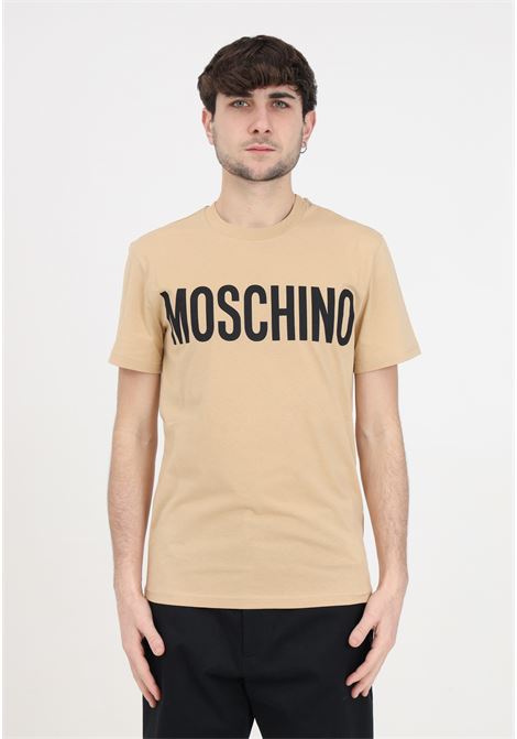 T-shirt da uomo beige con logo nero print MOSCHINO | T-shirt | A070120411148