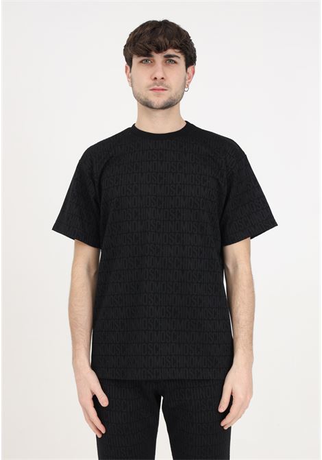 T-shirt nera da uomo logo all over MOSCHINO | T-shirt | A070127450555