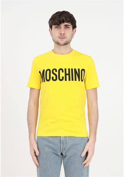 T-shirt da uomo gialla con logo nero MOSCHINO | A070202391027