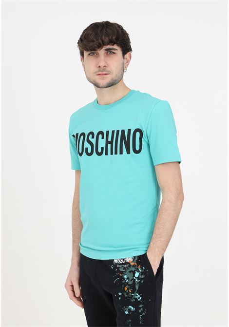 Green men's t-shirt with black logo MOSCHINO | A070220391365