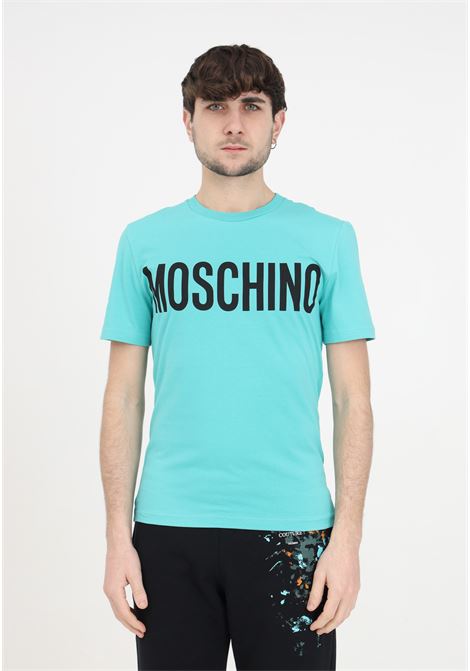 Green men's t-shirt with black logo MOSCHINO | A070220391365