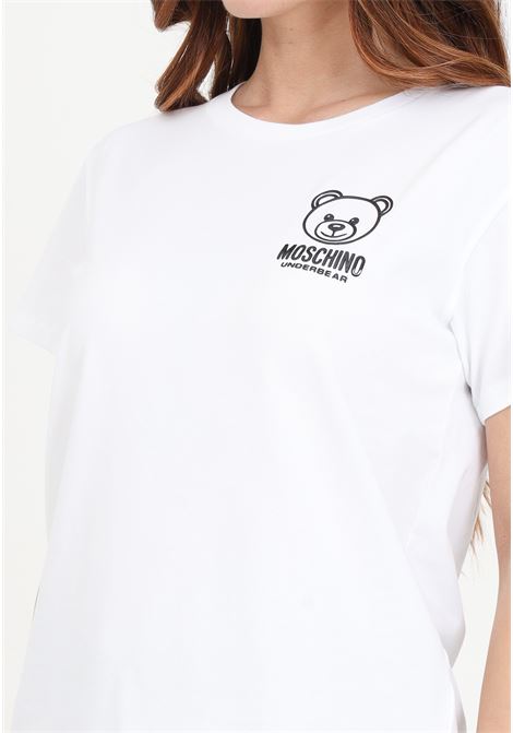 T-shirt donna bianca con logo stampato sul petto MOSCHINO | T-shirt | A070344060001