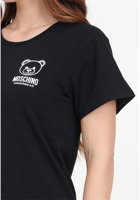 T-shirt donna nera con logo stampato sul petto MOSCHINO | T-shirt | A070344060555