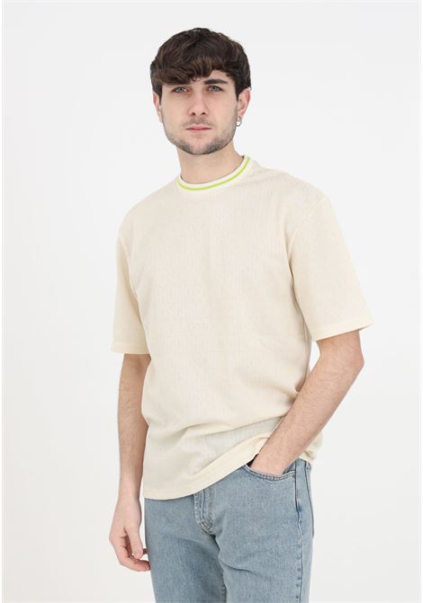 T-shirt uomo beige all over logo colletto elastico MOSCHINO | T-shirt | A070426451006