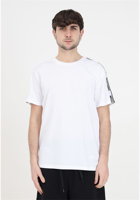 T-shirt bianca da uomo con logo sulle spalle MOSCHINO | T-shirt | A070443040001