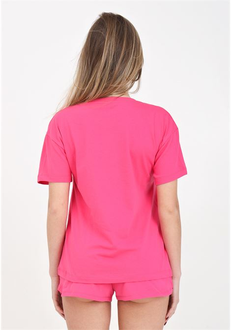 T-shirt da donna fucsia con stampa multicolor MOSCHINO | T-shirt | A070994090206