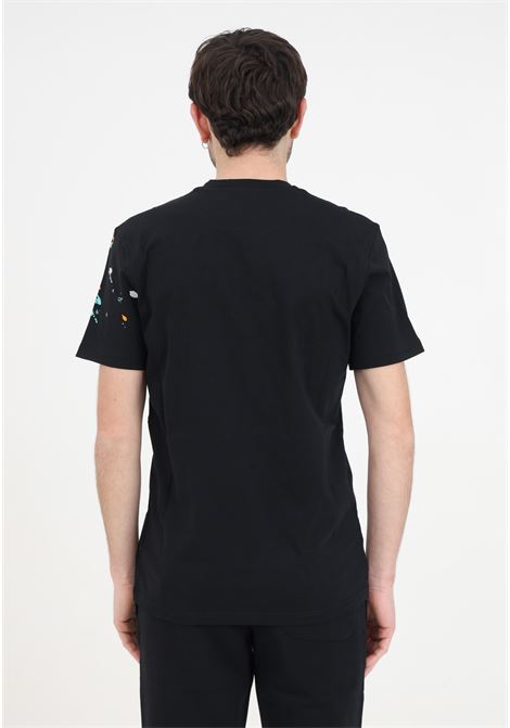T-shirt da uomo nera con logo e stampa MOSCHINO | A071220411555