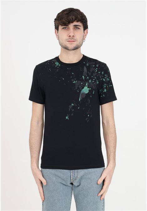 T-shirt nera da uomo painted effect MOSCHINO | A071920391555