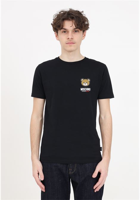 T-shirt da uomo nera con stampa orsetto e logo MOSCHINO | T-shirt | A078844100555