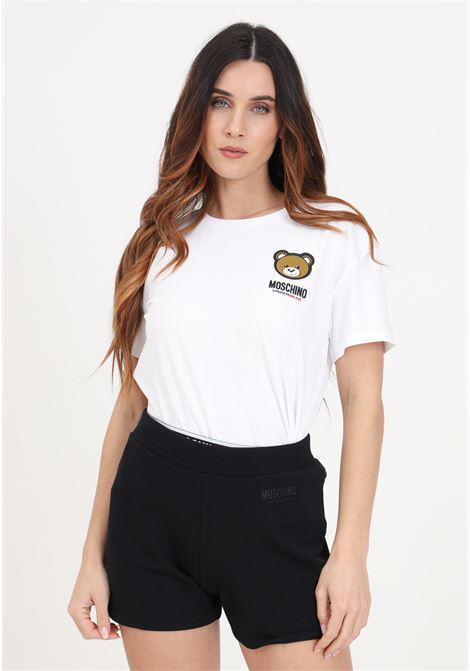 T-shirt bianca da donna con logo e piccolo teddy MOSCHINO | T-shirt | A078944100001
