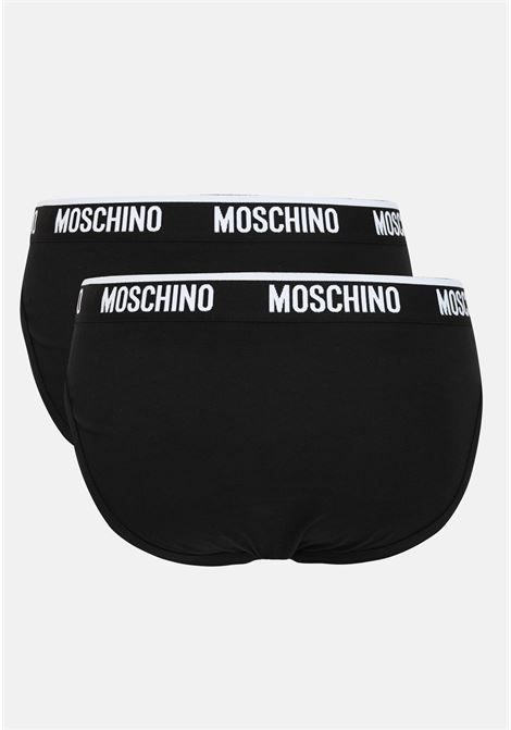 Set of 2 black men's briefs with logoed elastic band MOSCHINO | A130244060555