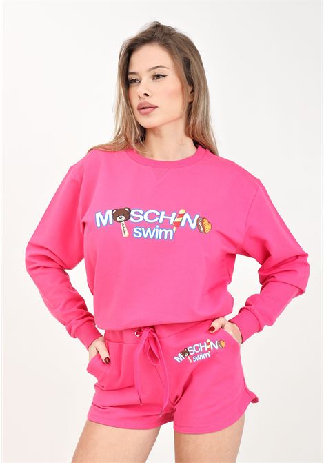 Fuchsia women's sweatshirt with multicolor logo print MOSCHINO | A171294120206