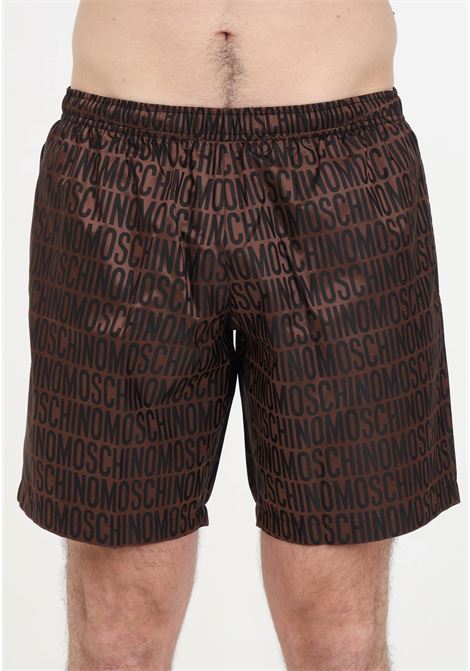 Men's allover brown logo swim shorts MOSCHINO | Beachwear | A420326161103