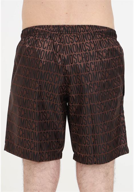 Men's allover brown logo swim shorts MOSCHINO | Beachwear | A420326161103