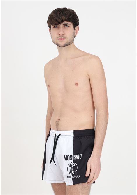 Black and white men's costume with logo and design MOSCHINO | Beachwear | A421993051555