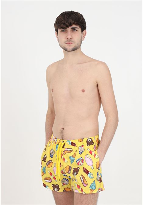 Patterned men's swim shorts with designs MOSCHINO | Beachwear | A423793031028