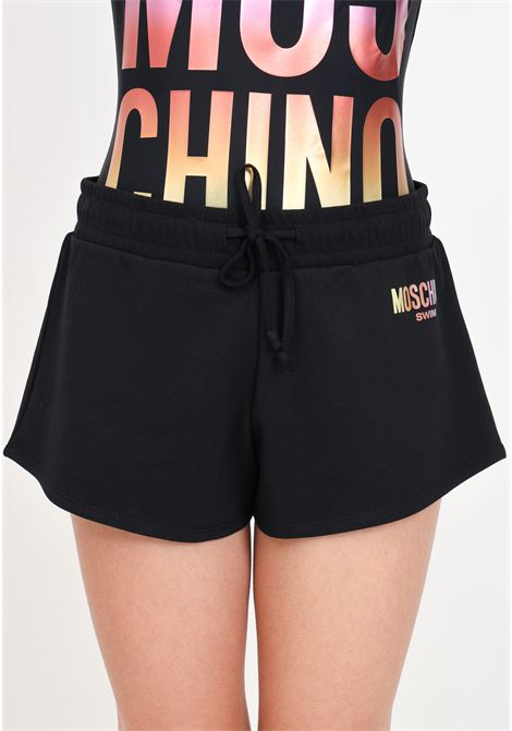 Shorts da donna neri con stampa logo a colori MOSCHINO | Shorts | A670494100555