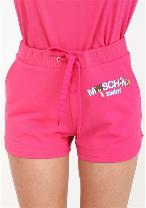 Fuchsia women's shorts with multicolor print MOSCHINO | A671194120206