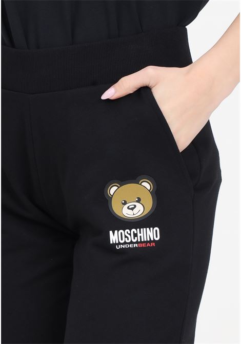 Pantaloni da donna neri con patch logo MOSCHINO | A689044090555