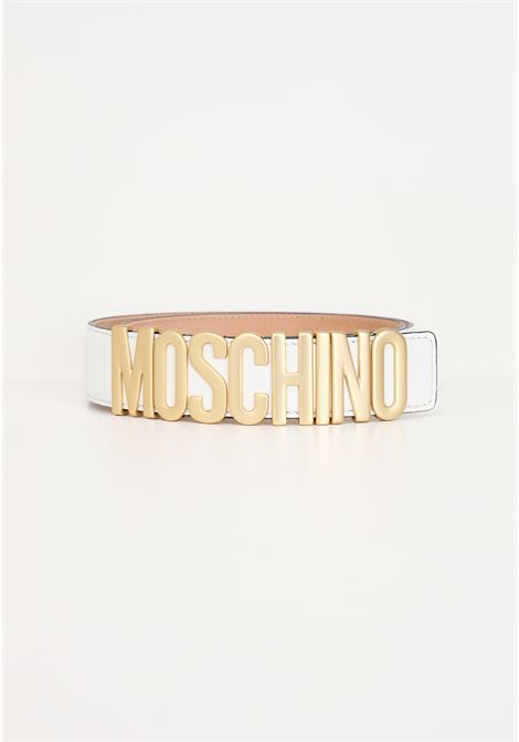 White women's belt with logo lettering MOSCHINO | Belts | A800980030001