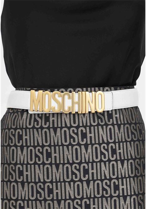 White women's belt with logo lettering MOSCHINO | Belts | A800980030001