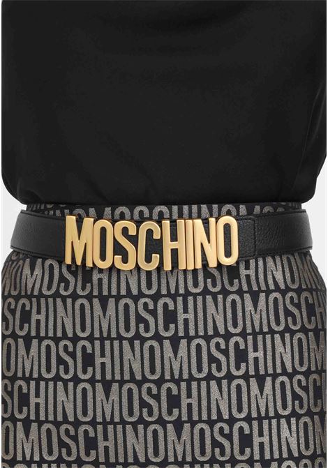Black women's belt with logo lettering MOSCHINO | Belts | A800980030555