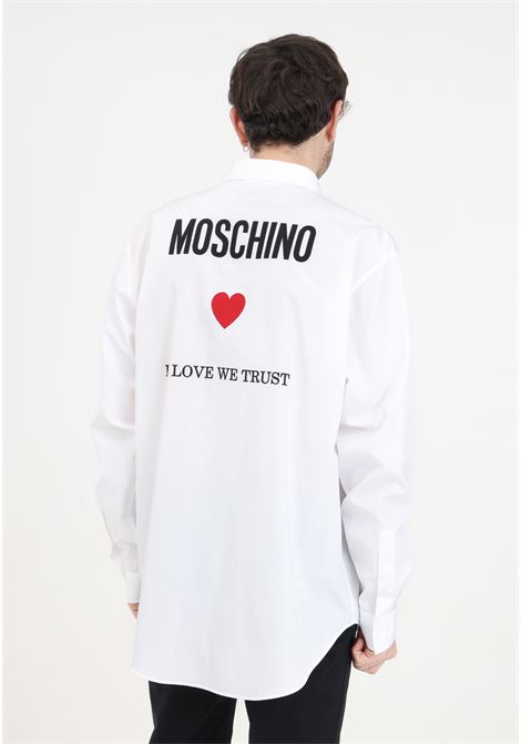 Camicia bianca da uomo con logo in love we trust MOSCHINO | J020902351001