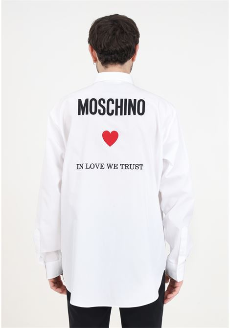 Camicia bianca da uomo con logo in love we trust MOSCHINO | J020902351001