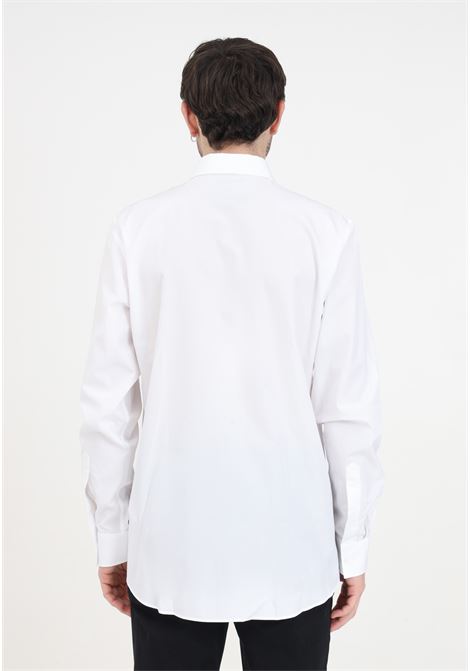 Camicia da uomo bianca con logo nero MOSCHINO | Camicie | J021520351001