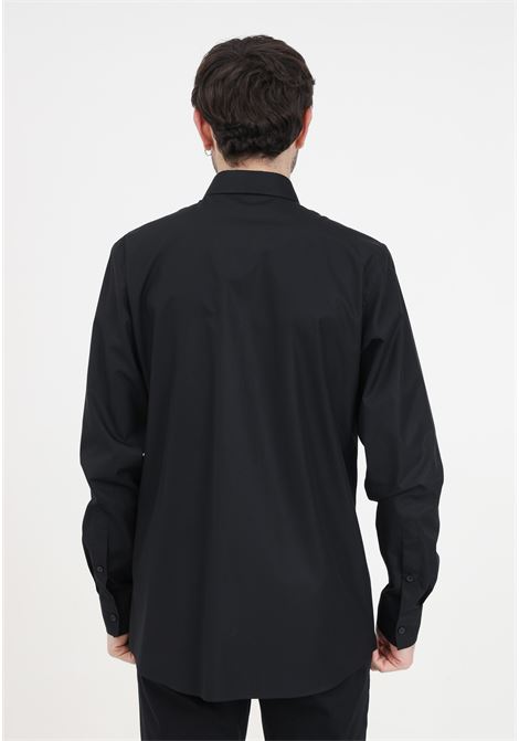 Camicia nera da uomo con logo in bianco MOSCHINO | J021602351555